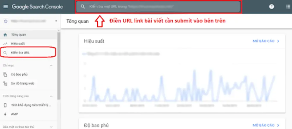 Giao diện của Google Search Console