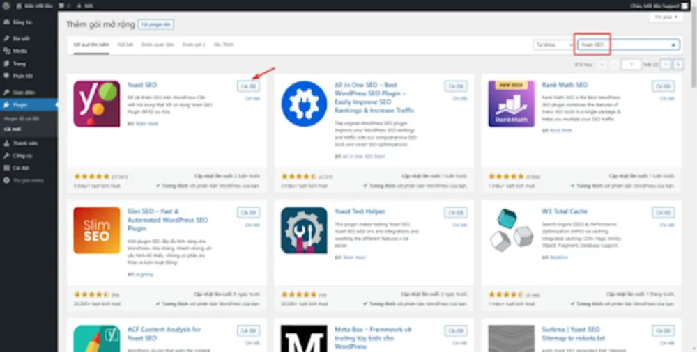 Giao diện của WordPress khi người dùng tạo Sitemap