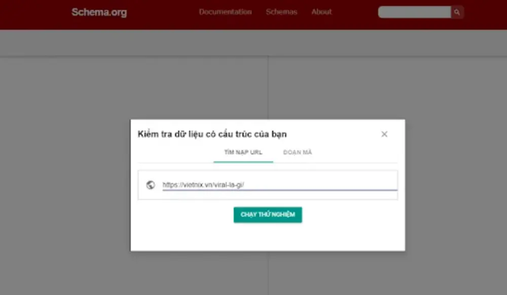 Nhập URL và chọn chạy thử nghiệp để kiểm tra dữ liệu 