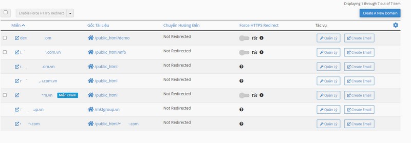 Quản lý Subdomain thông qua cPanel