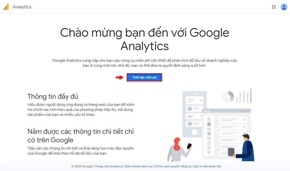 Tạo và thiết lập thông tin tài khoản GA